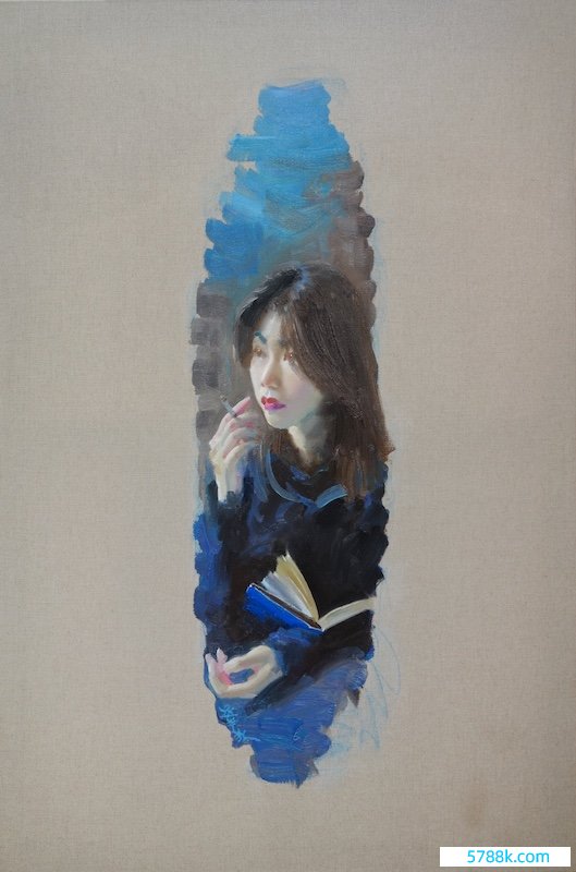 赵半狄，《一个尽头的00后女孩儿》，120×80cm，布面油画，2023