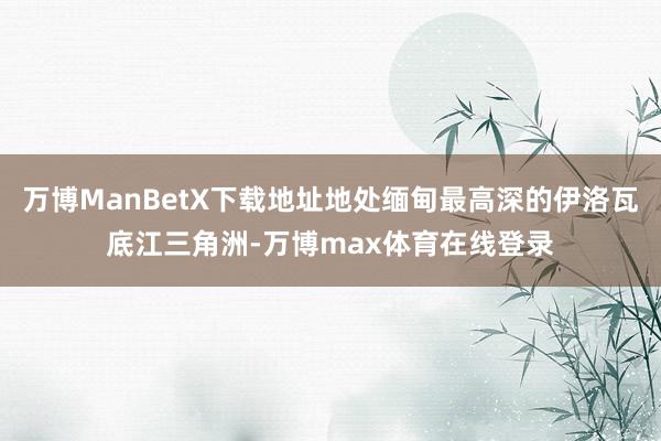 万博ManBetX下载地址地处缅甸最高深的伊洛瓦底江三角洲-万博max体育在线登录