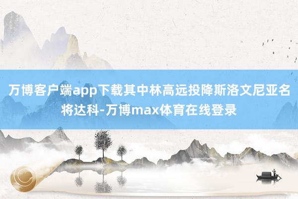 万博客户端app下载其中林高远投降斯洛文尼亚名将达科-万博max体育在线登录