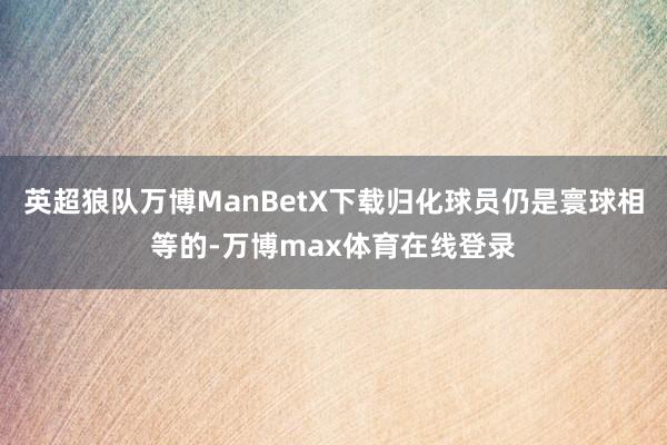 英超狼队万博ManBetX下载归化球员仍是寰球相等的-万博max体育在线登录