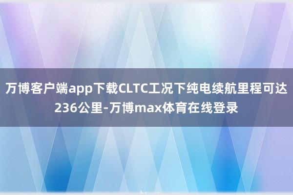 万博客户端app下载CLTC工况下纯电续航里程可达236公里-万博max体育在线登录