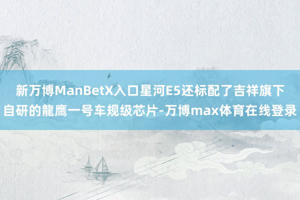 新万博ManBetX入口星河E5还标配了吉祥旗下自研的龍鹰一号车规级芯片-万博max体育在线登录