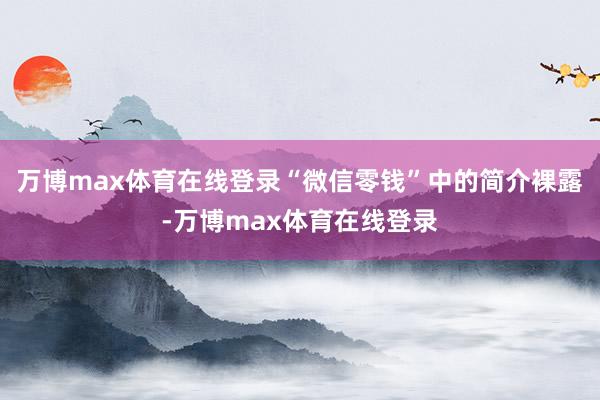 万博max体育在线登录“微信零钱”中的简介裸露-万博max体育在线登录