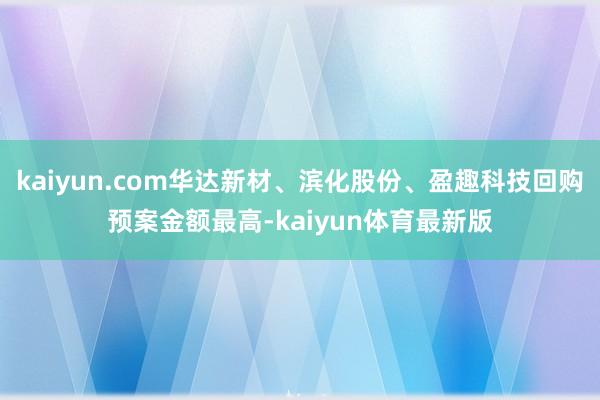 kaiyun.com华达新材、滨化股份、盈趣科技回购预案金额最高-kaiyun体育最新版